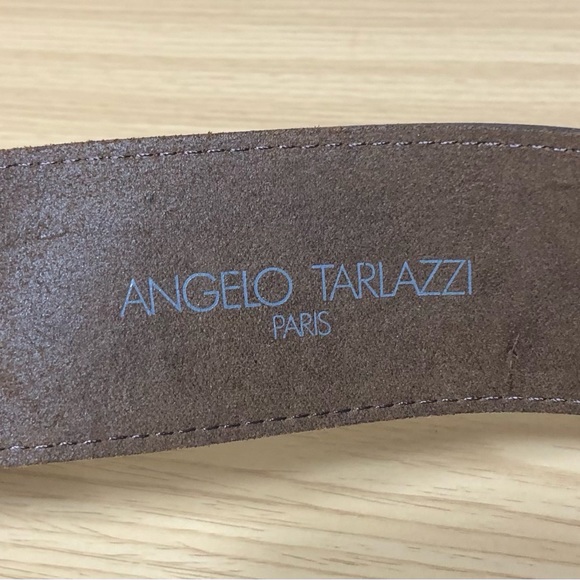 Angelo Tarlazzi Leather Belt Black Wide Size 40 - Picture 2 of 8